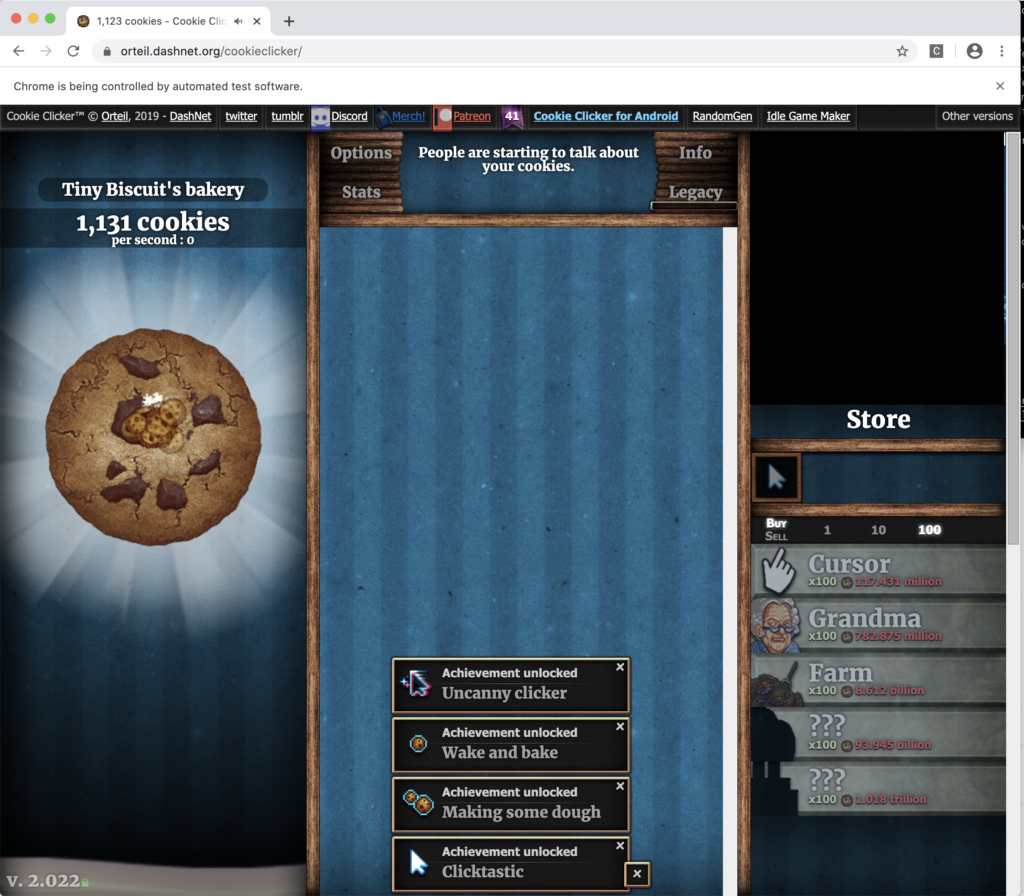 I left cookie clicker out for a while, and I opened chrome to see