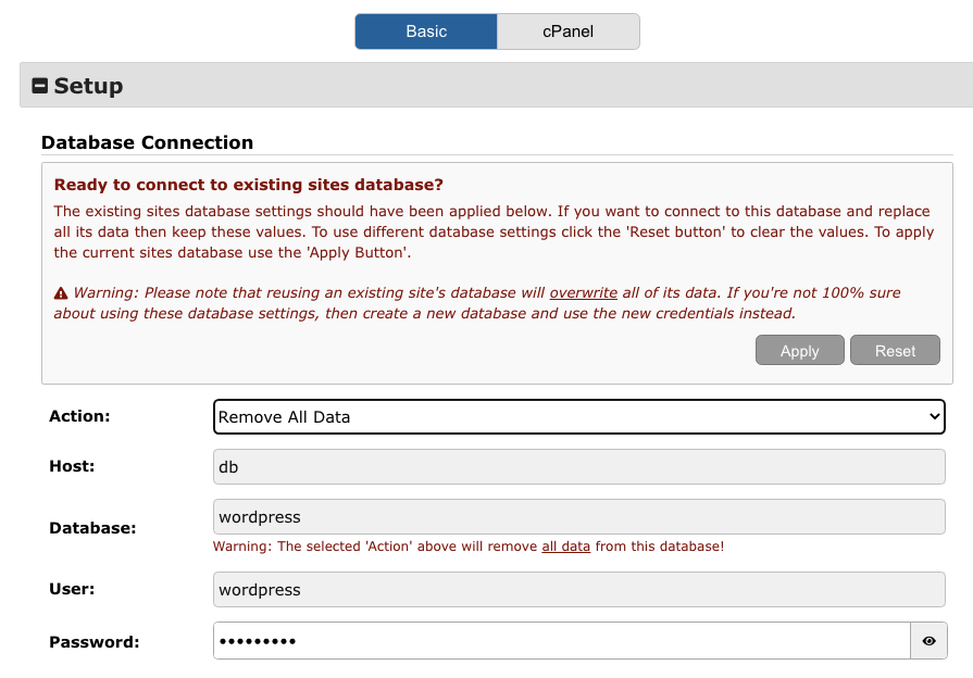 duplicator database docker compose wordpress plugin wordpress